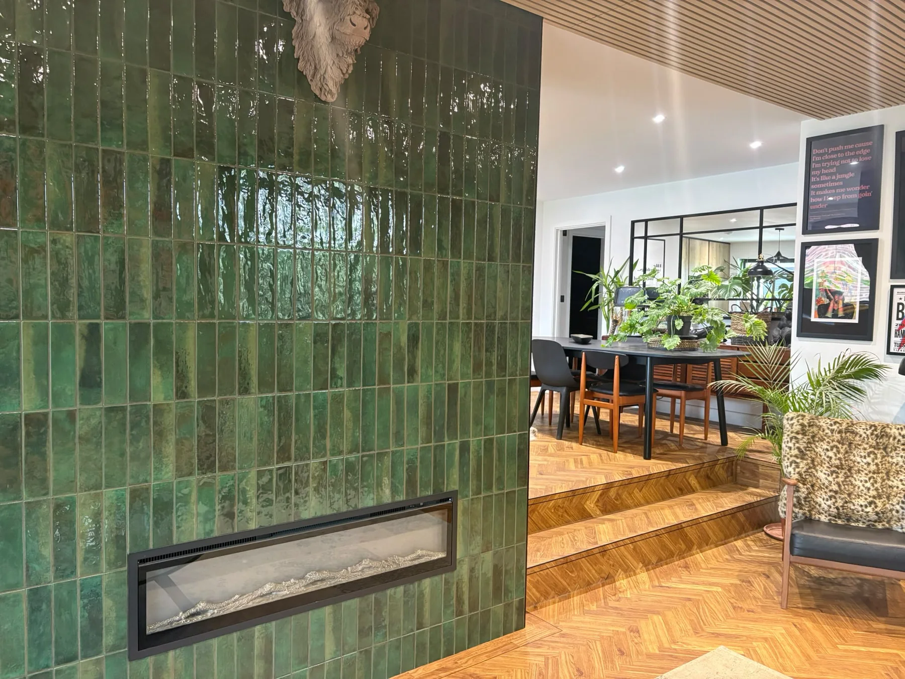 Statement tiled fireplace