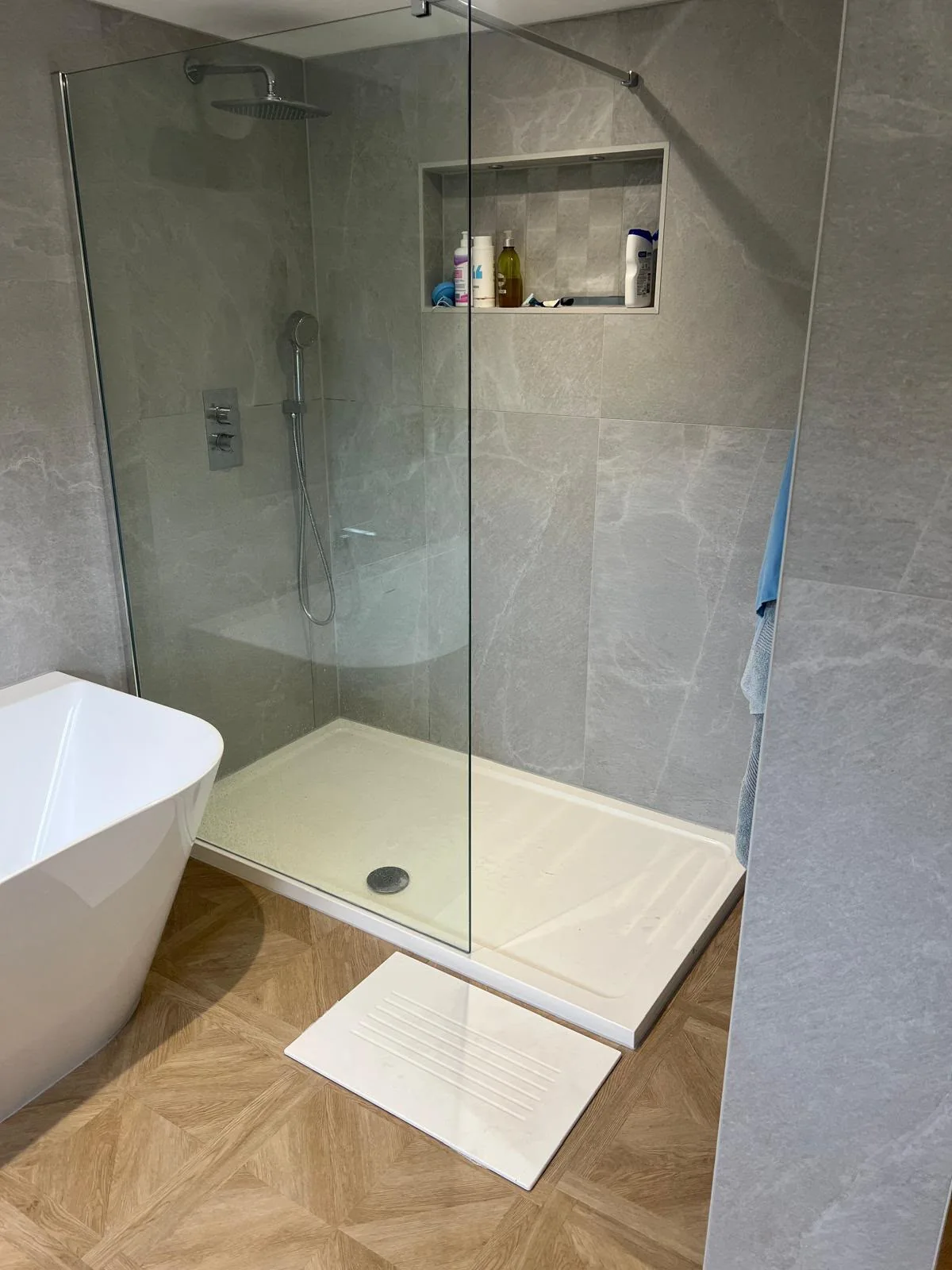 Walk-in shower finish