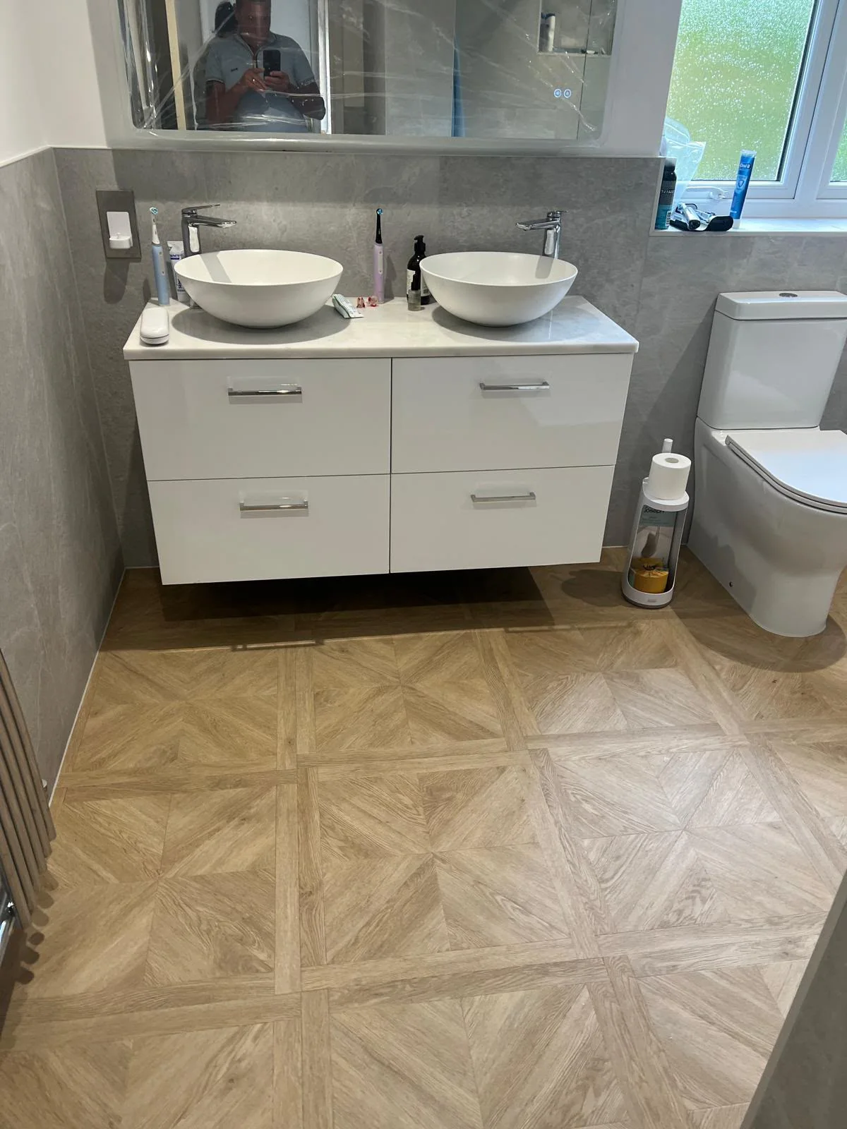 Double vanity installation